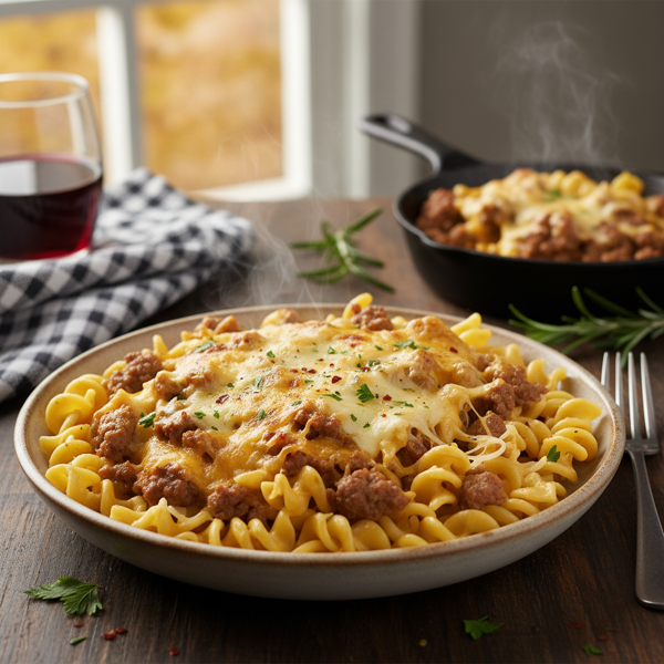 Cheesy Beef and Noodle Delight recipe
