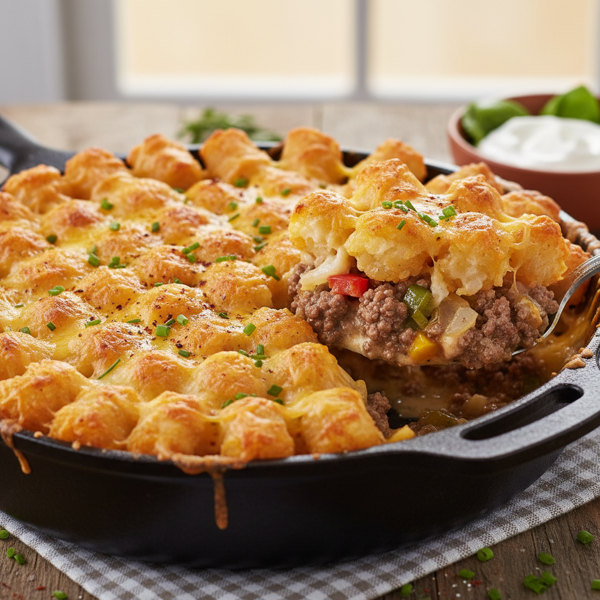 Cheesy Beef and Tater Tot Delight recipe