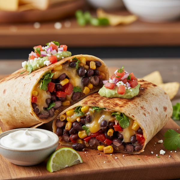 Cheesy Black Bean Fiesta Burrito recipe