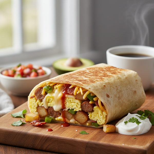 Cheesy Breakfast Burritos recipe