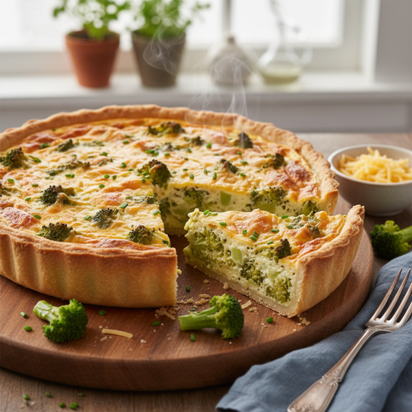 Cheesy Broccoli Delight Quiche recipe