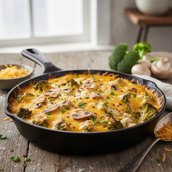 Cheesy Broccoli Mushroom Bake recipe
