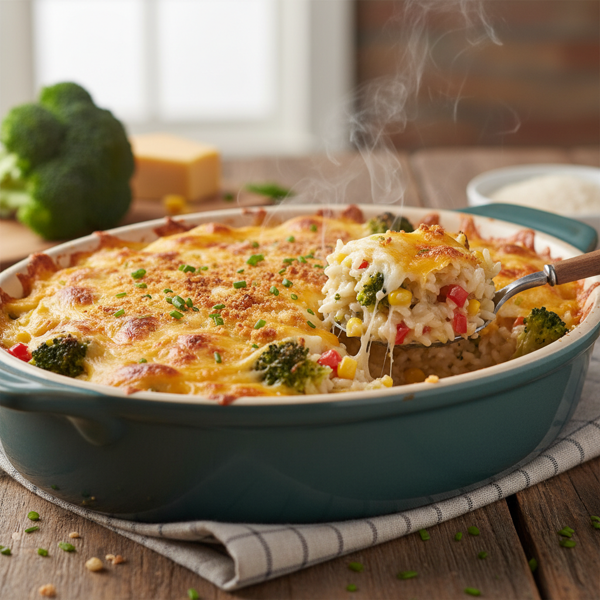 Cheesy Broccoli Rice Bake Delight recipe