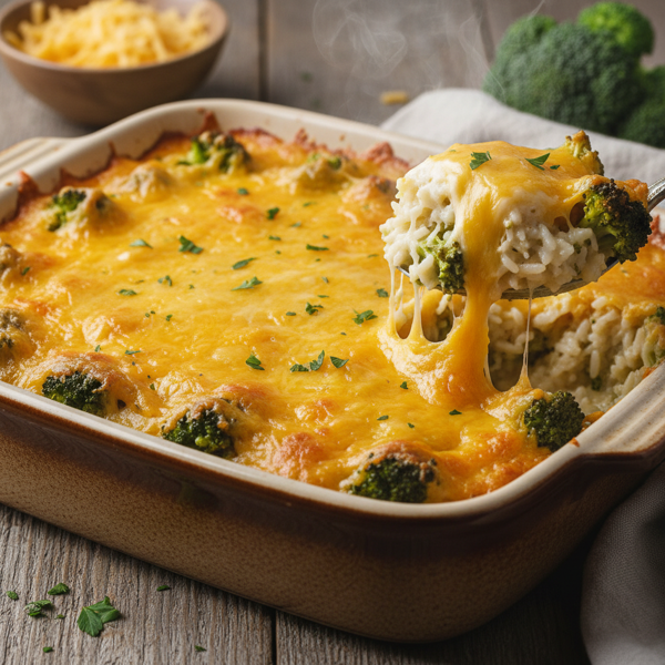 Cheesy Broccoli Rice Casserole with Velveeta recipe