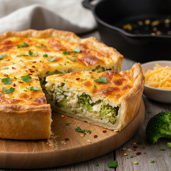 Cheesy Broccoli Rice Quiche recipe