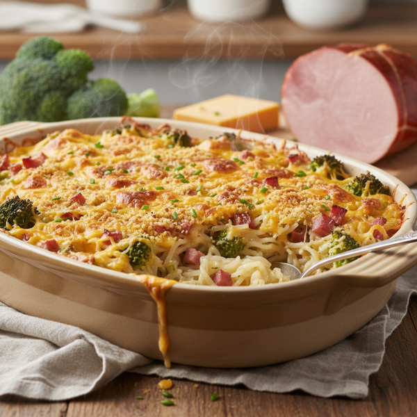 Cheesy Broccoli and Ham Shirataki Casserole recipe
