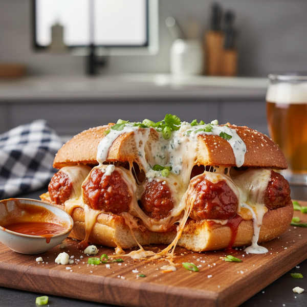 Cheesy Buffalo Meatball Sub Delight recipe