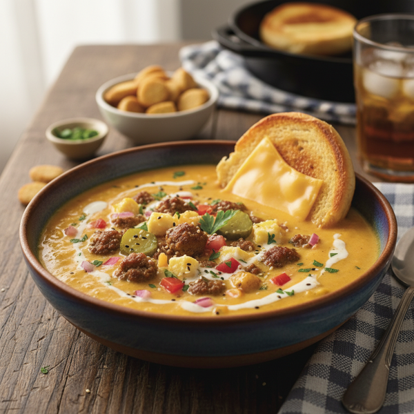 Cheesy Burger Bliss Soup recipe