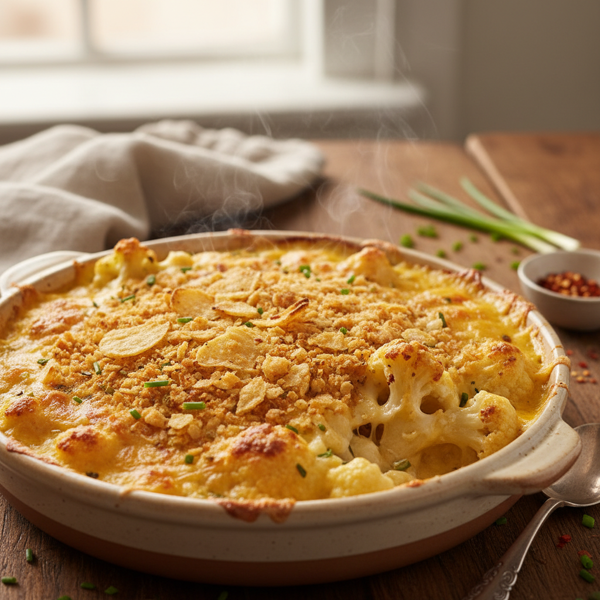 Cheesy Cauliflower Bake with Crunchy Chip Topping recipe