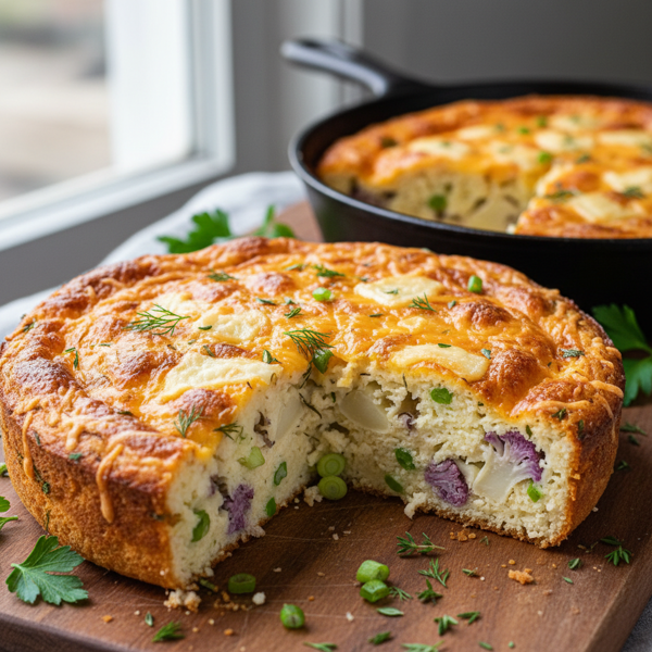 Cheesy Cauliflower Herb Cake recipe