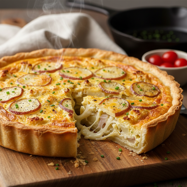 Cheesy Cauliflower and Potato Quiche recipe