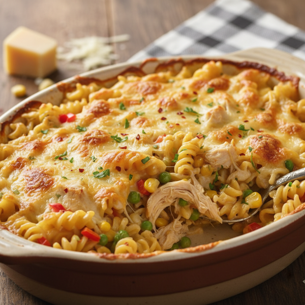Cheesy Chicken Confetti Pasta Bake recipe