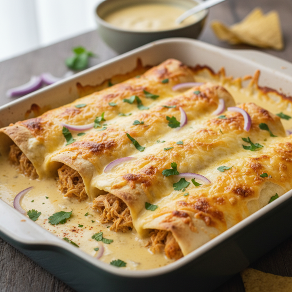 Cheesy Chicken Enchiladas with Creamy Sauce recipe