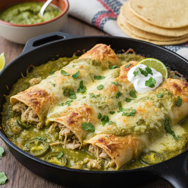 Cheesy Chicken Enchiladas with Green Chile recipe