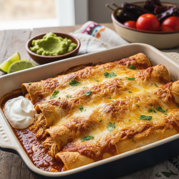 Cheesy Chicken Enchiladas with Homemade Sauce recipe