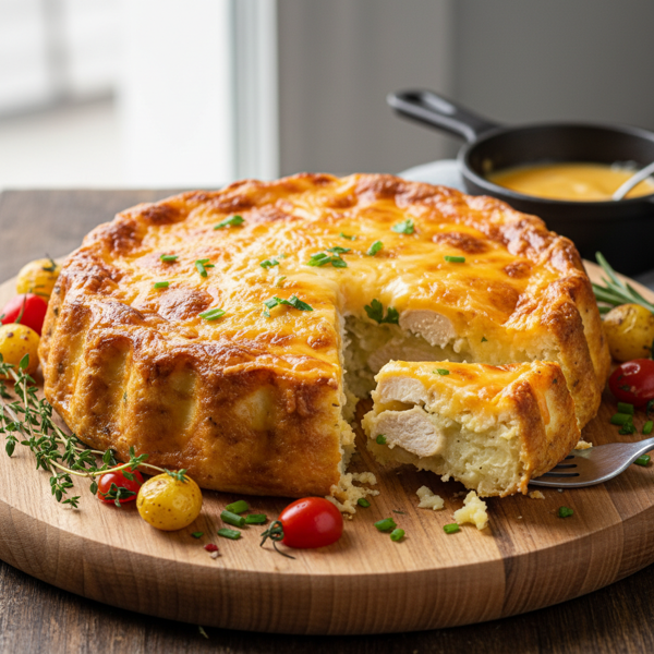 Cheesy Chicken Potato Flan recipe