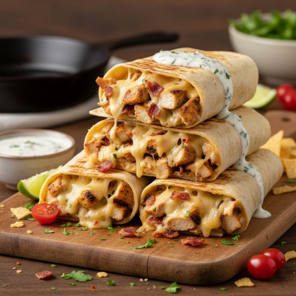 Cheesy Chicken Ranch Burrito Wraps recipe
