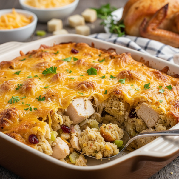 Cheesy Chicken Stuffing Bake recipe