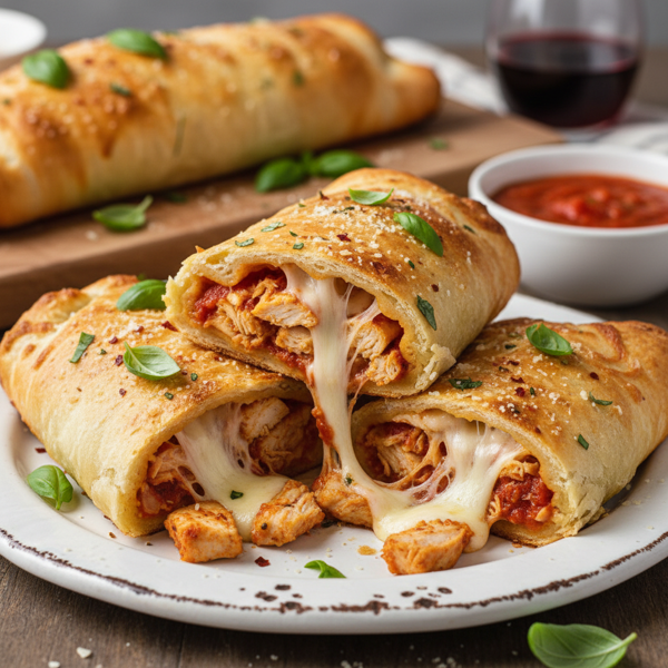 Cheesy Chicken & Marinara Stromboli recipe