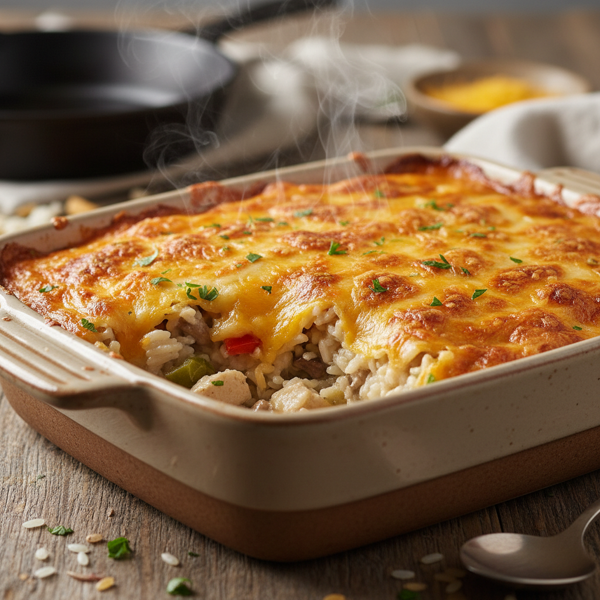 Cheesy Chicken & Rice Casserole Delight recipe