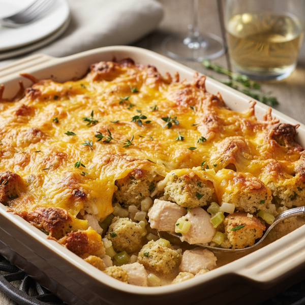 Cheesy Chicken & Savory Stuffing Bake recipe