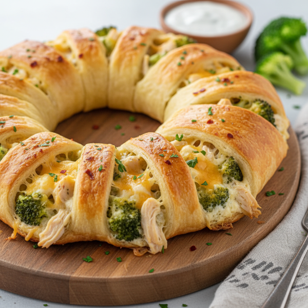 Cheesy Chicken and Broccoli Crescent Wreath recipe