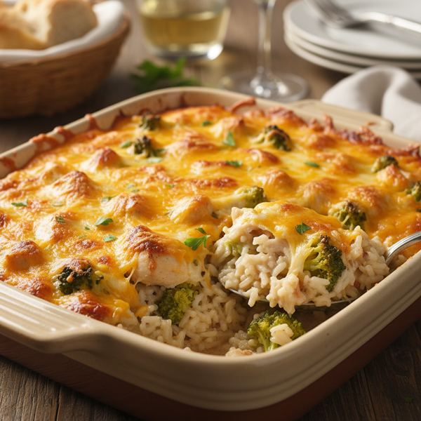 Cheesy Chicken and Broccoli Rice Casserole recipe