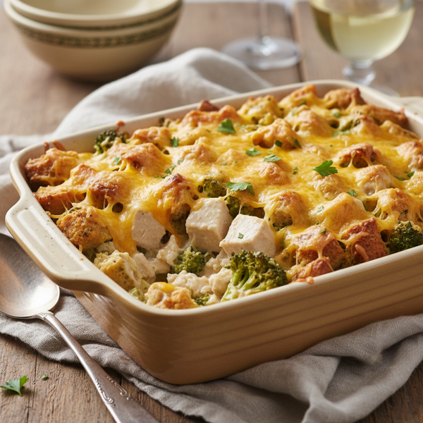 Cheesy Chicken and Broccoli Stuffing Bake recipe