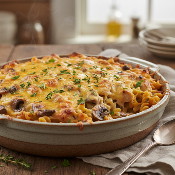 Cheesy Chicken and Mushroom Casserole recipe