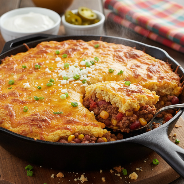 Cheesy Chili Cornbread Casserole recipe