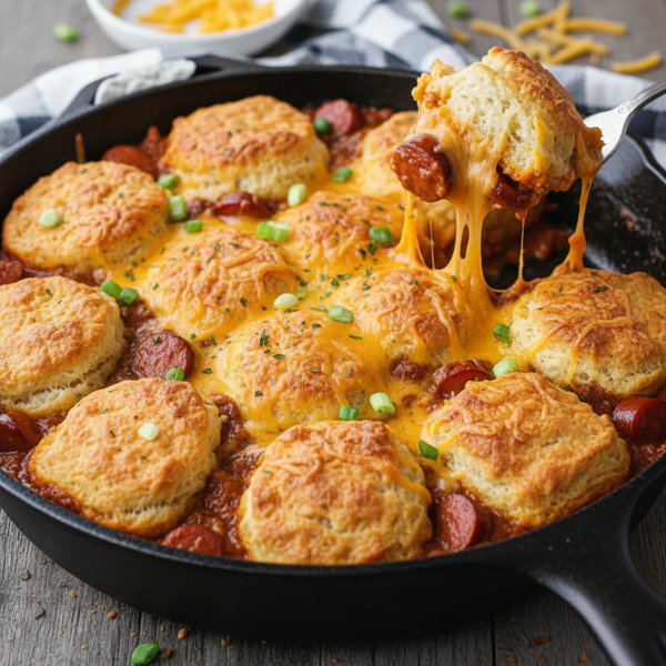Cheesy Chili Dog Biscuit Bake recipe
