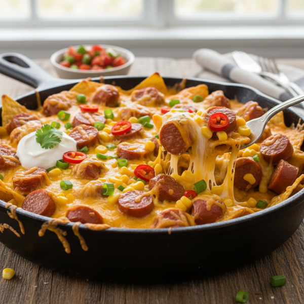 Cheesy Corn Dog Nacho Bake recipe
