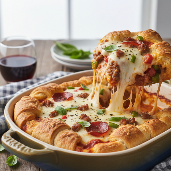 Cheesy Crescent Pizza Casserole recipe