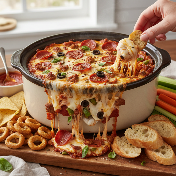 Cheesy Crock Pot Pizza Dip recipe