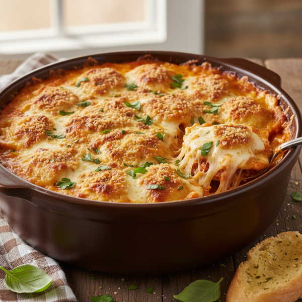 Cheesy Crock Pot Ravioli Bake recipe