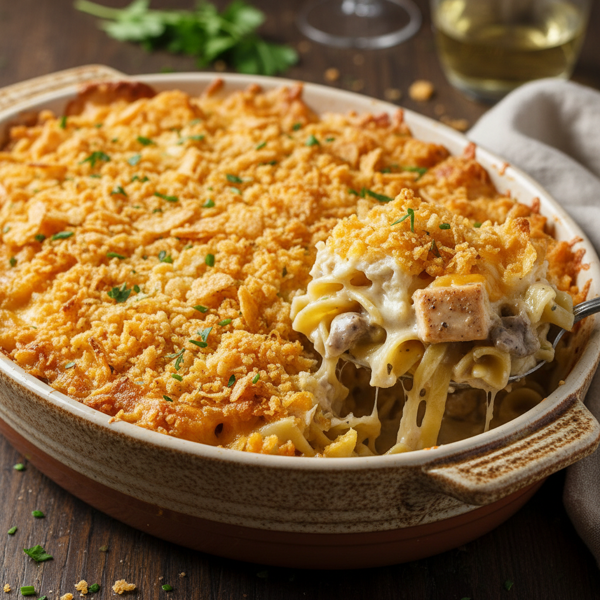 Cheesy Crunchy Chicken & Noodle Casserole recipe