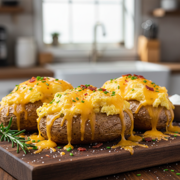 Cheesy Egg-Stuffed Baked Potatoes recipe