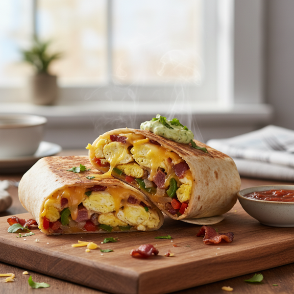 Cheesy Egg Breakfast Burrito recipe