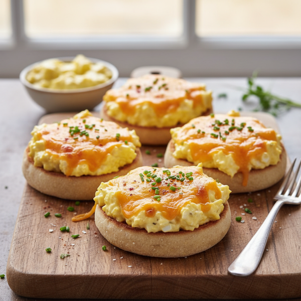Cheesy Egg Salad Open-Faced Muffins recipe