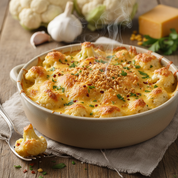 Cheesy Garlic Microwave Cauliflower recipe