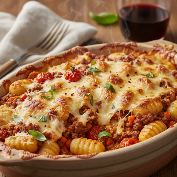 Cheesy Gnocchi Bolognese Casserole recipe