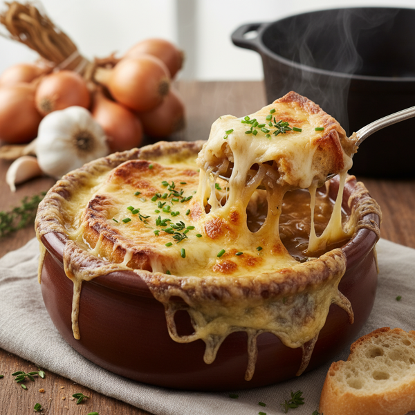 Cheesy Gourmet Onion Bliss Soup recipe
