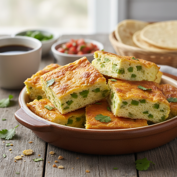 Cheesy Green Chile Breakfast Squares recipe