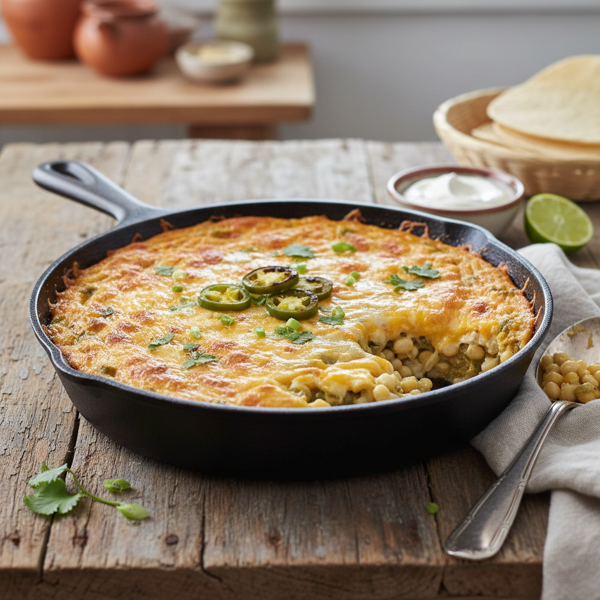 Cheesy Green Chile Hominy Bake recipe