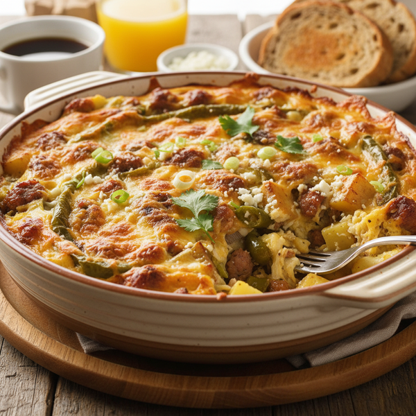 Cheesy Green Chili Breakfast Bake recipe