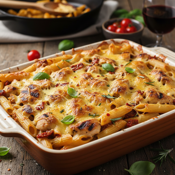 Cheesy Grilled Chicken Penne Bake recipe
