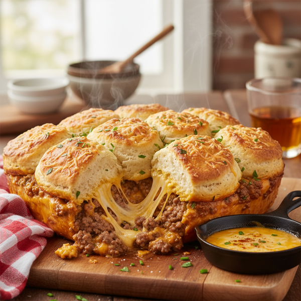 Cheesy Ground Beef Biscuit Bake recipe