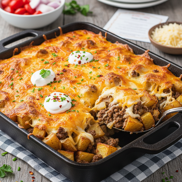 Cheesy Ground Beef and Potato Casserole recipe