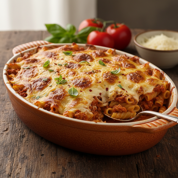 Cheesy Ground Turkey Ziti Bake recipe