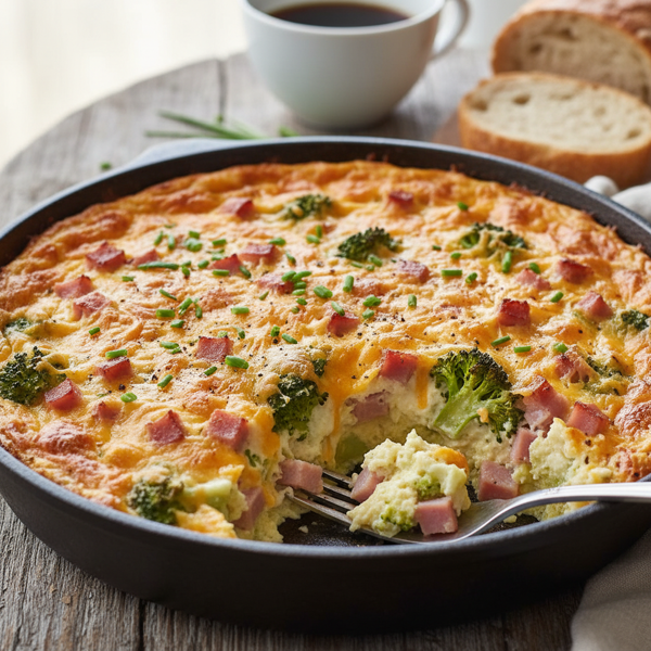 Cheesy Ham & Broccoli Breakfast Casserole recipe